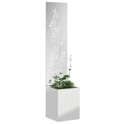 Garden Planter with Decorative Panel Silver 32 x 140 cm