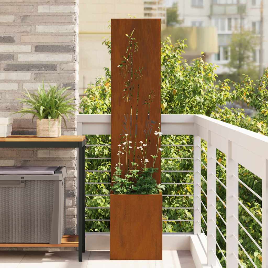 Garden Privacy Screen Floral Rusty 32 x 140 cm Weathering steel