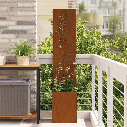 Garden Privacy Screen Floral Rusty 32 x 140 cm Weathering steel