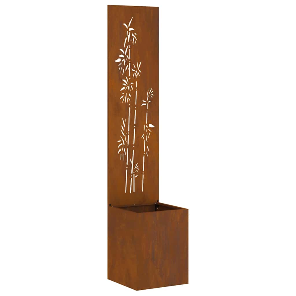 Garden Privacy Screen Floral Rusty 32 x 140 cm Weathering steel