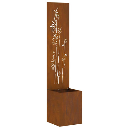 Garden Privacy Screen Floral Rusty 32 x 140 cm Weathering steel