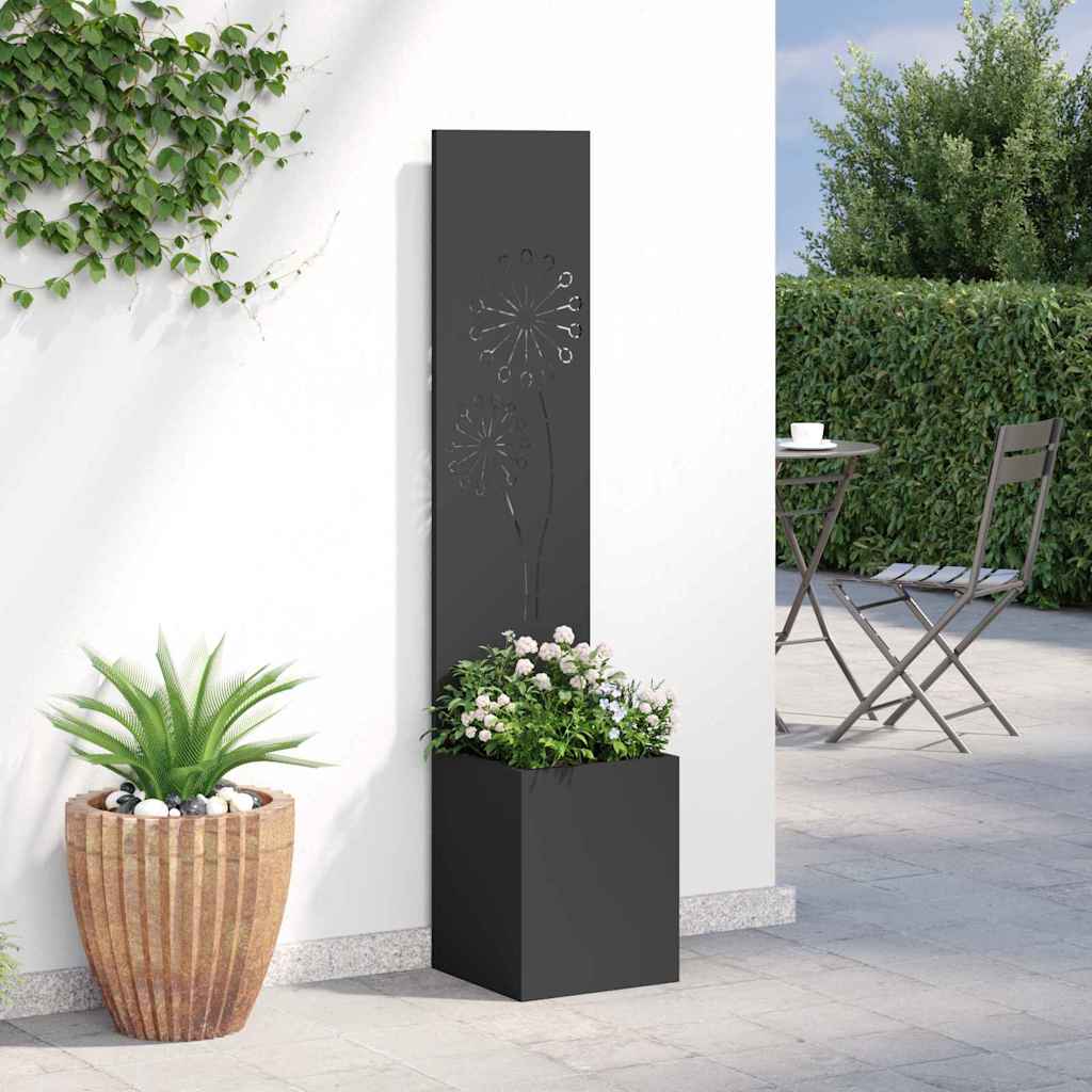 Garden Privacy Screen Black 32 x 140 cm Cold-rolled steel