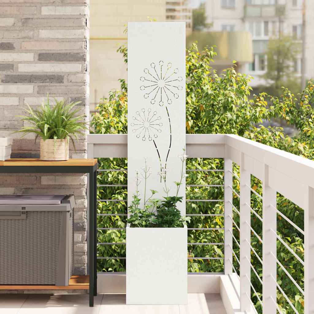 Garden Privacy Screen White 32 x 140 cm Cold-rolled steel