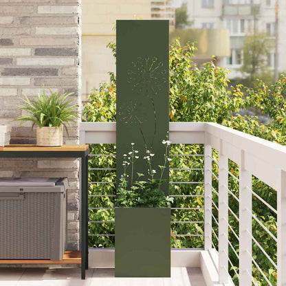 Garden Privacy Screen Olive green 32 x 140 cm Cold-rolled steel