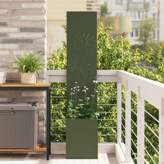 Garden Privacy Screen Olive green 32 x 140 cm Cold-rolled steel