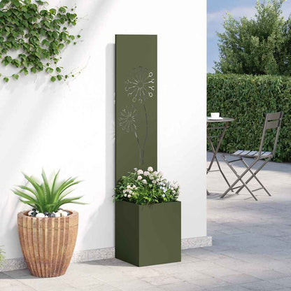 Garden Privacy Screen Olive green 32 x 140 cm Cold-rolled steel