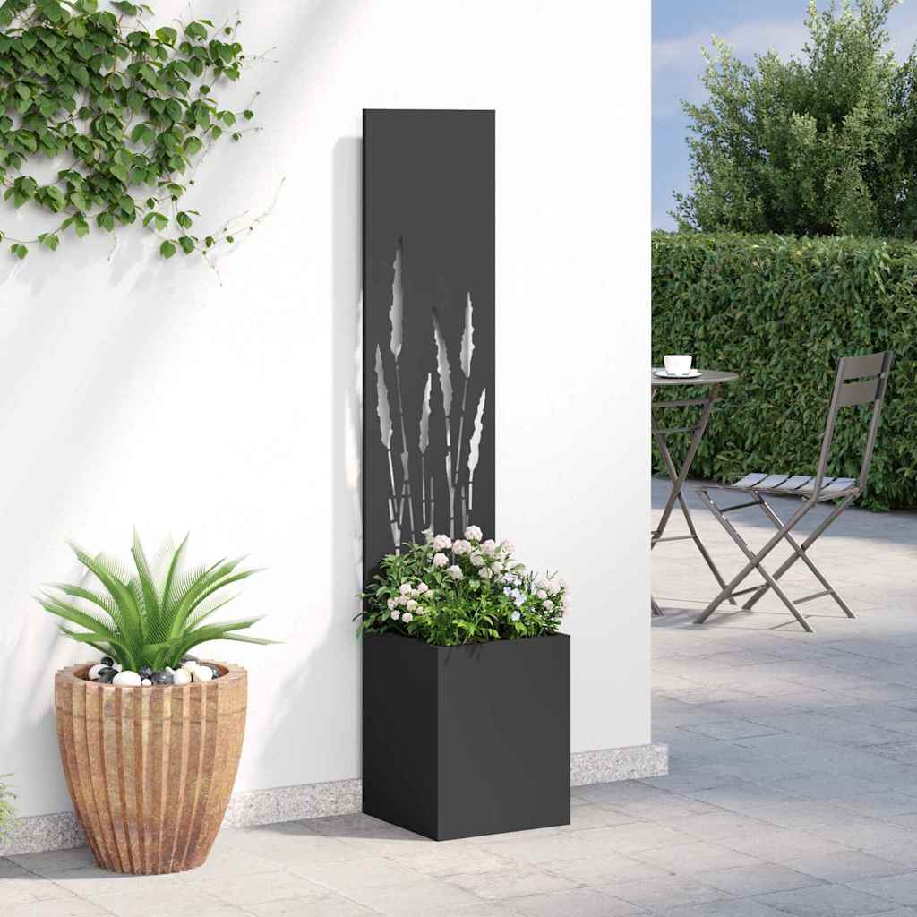 Garden Privacy Screen Black 32 x 140 cm Cold-rolled steel