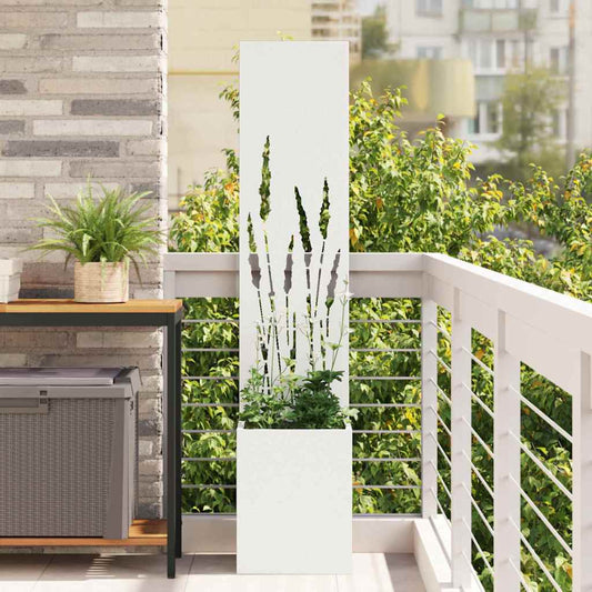 Garden Planter with Decorative Panel White 32 x 140 cm