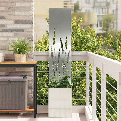 Garden Planter with Decorative Panel Silver 32 x 140 cm