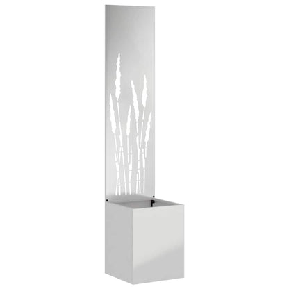 Garden Planter with Decorative Panel Silver 32 x 140 cm