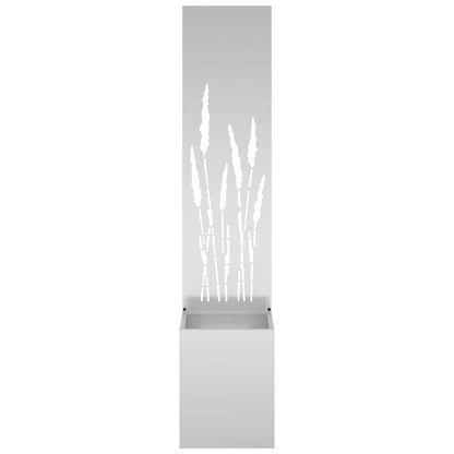 Garden Planter with Decorative Panel Silver 32 x 140 cm