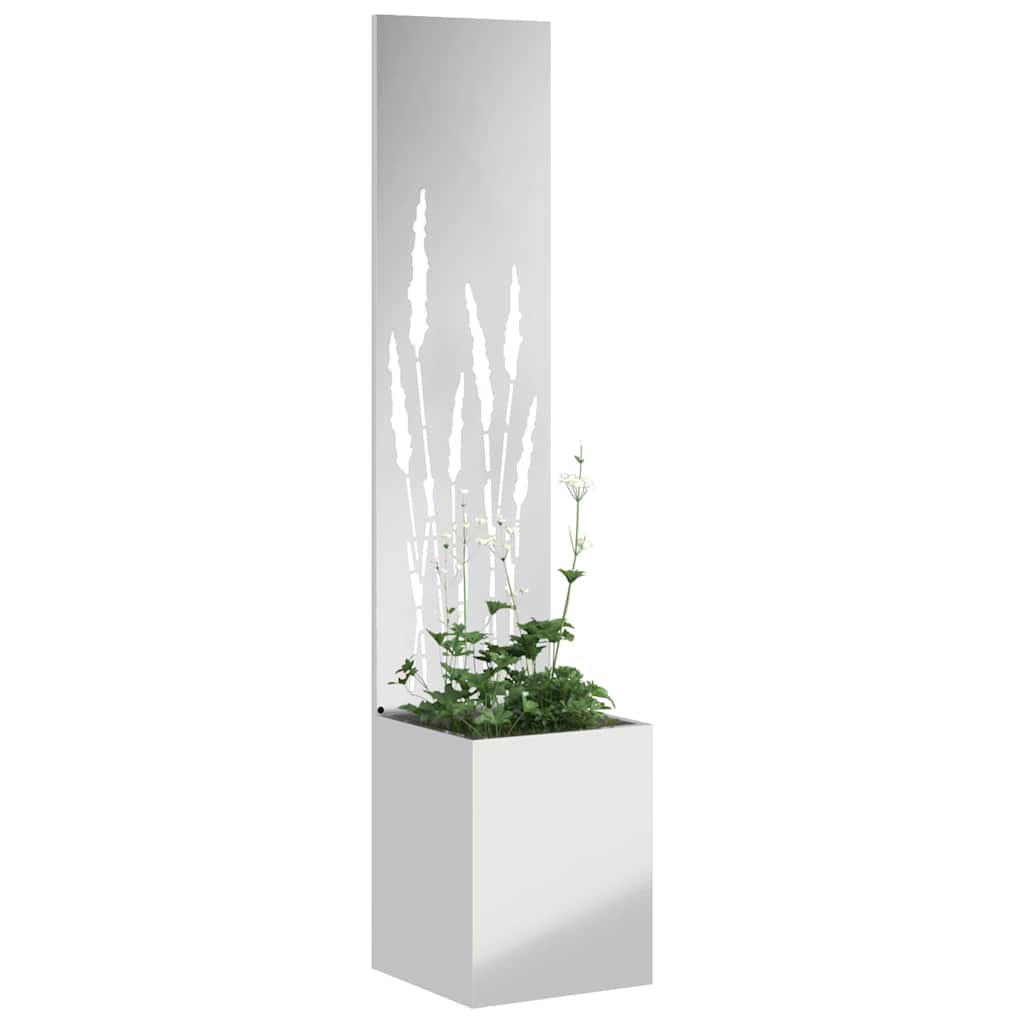 Garden Planter with Decorative Panel Silver 32 x 140 cm