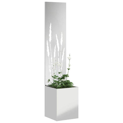 Garden Planter with Decorative Panel Silver 32 x 140 cm