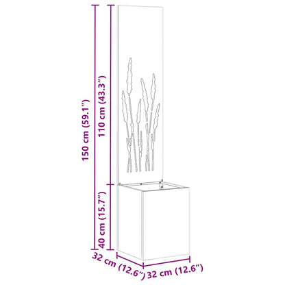 Garden Planter with Decorative Panel Silver 32 x 140 cm
