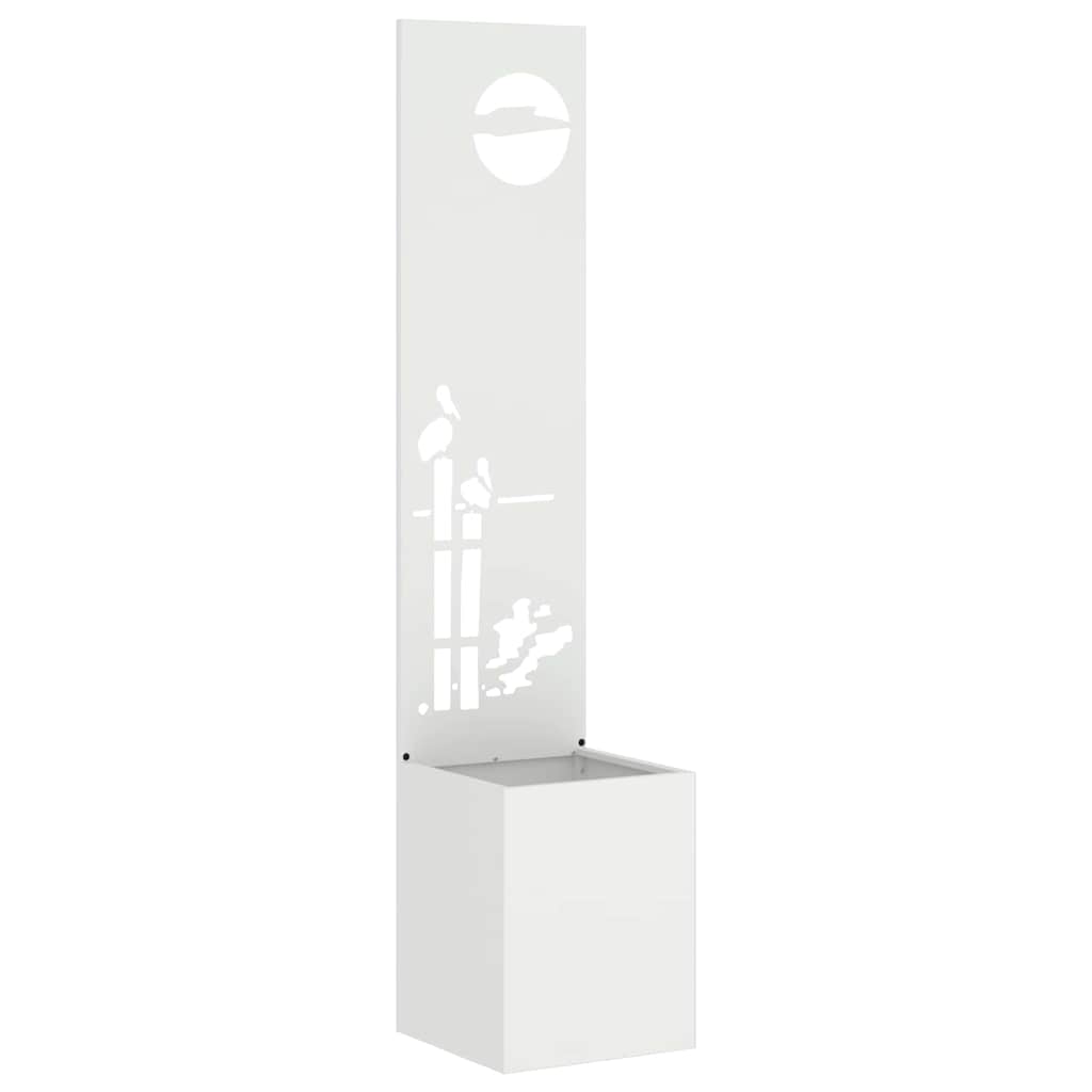 Garden Planter with Decorative Panel White 32 x 140 cm