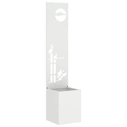 Garden Planter with Decorative Panel White 32 x 140 cm