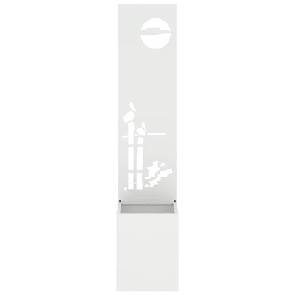 Garden Planter with Decorative Panel White 32 x 140 cm