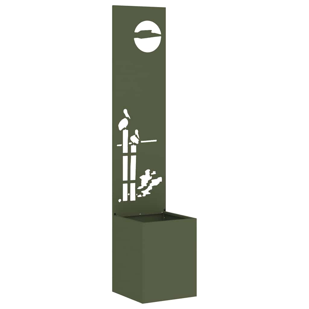 Garden Privacy Screen Olive green 32 x 140 cm Cold-rolled steel