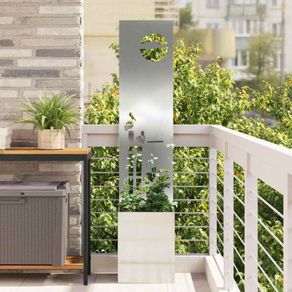 Garden Planter with Decorative Panel Silver 32 x 140 cm