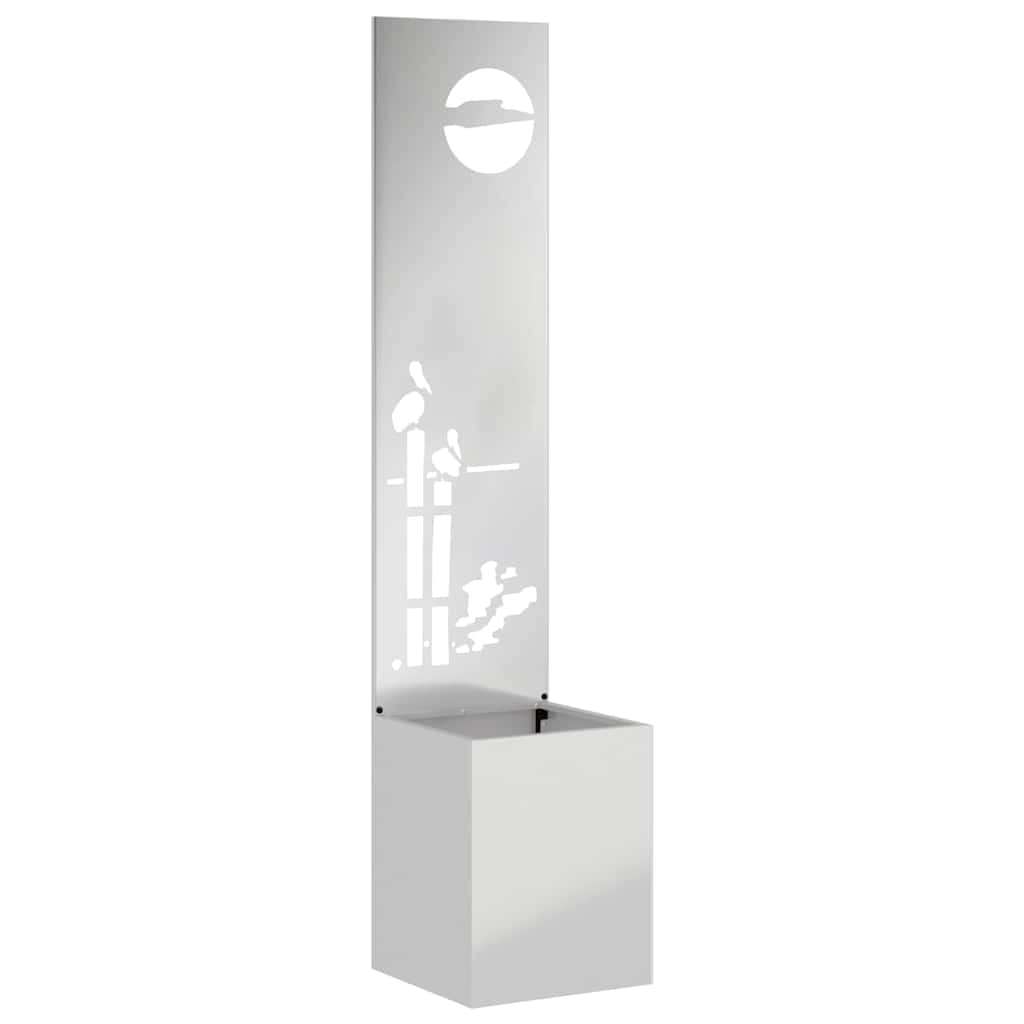 Garden Planter with Decorative Panel Silver 32 x 140 cm