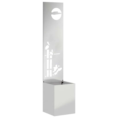 Garden Planter with Decorative Panel Silver 32 x 140 cm