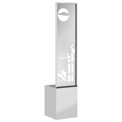 Garden Planter with Decorative Panel Silver 32 x 140 cm