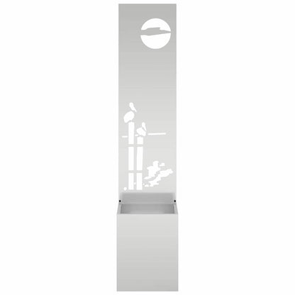 Garden Planter with Decorative Panel Silver 32 x 140 cm