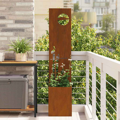 Garden Planter with Decorative Panel Rusty 32 x 140 cm