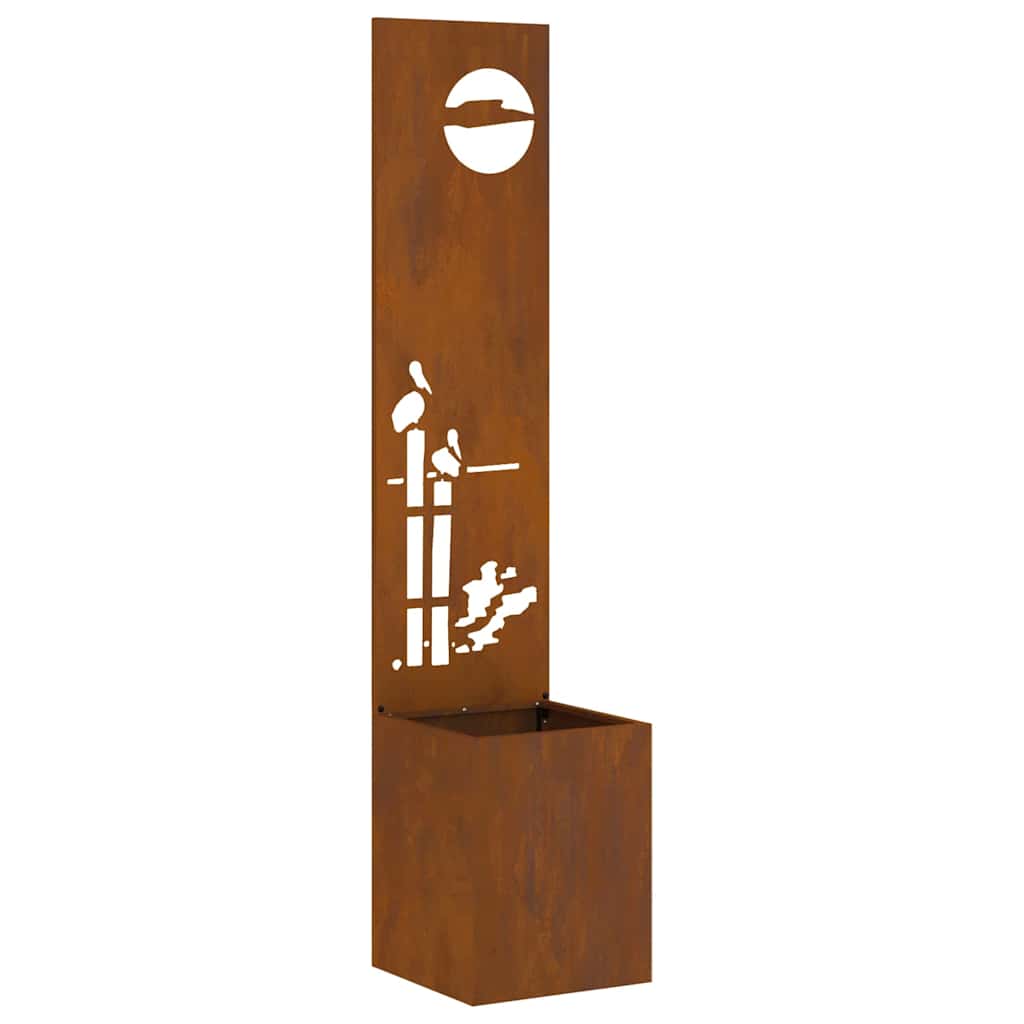 Garden Planter with Decorative Panel Rusty 32 x 140 cm