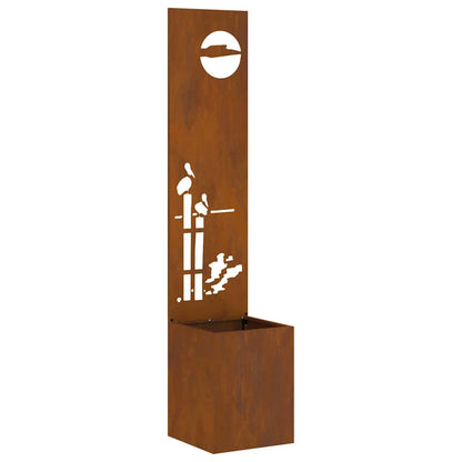 Garden Planter with Decorative Panel Rusty 32 x 140 cm