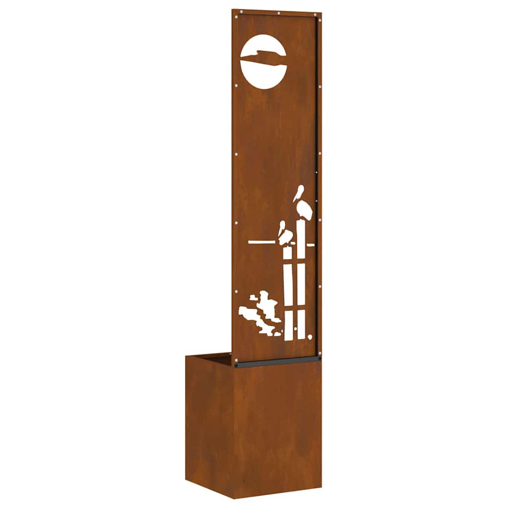 Garden Planter with Decorative Panel Rusty 32 x 140 cm
