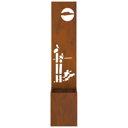 Garden Planter with Decorative Panel Rusty 32 x 140 cm