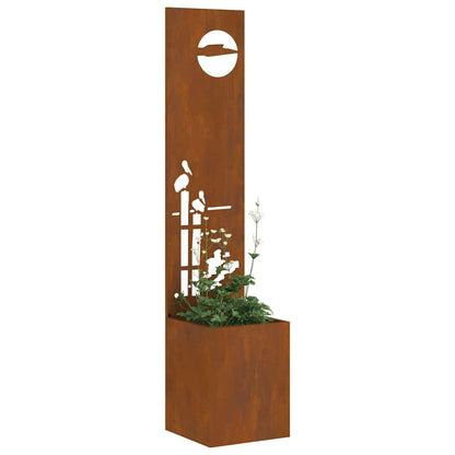 Garden Planter with Decorative Panel Rusty 32 x 140 cm