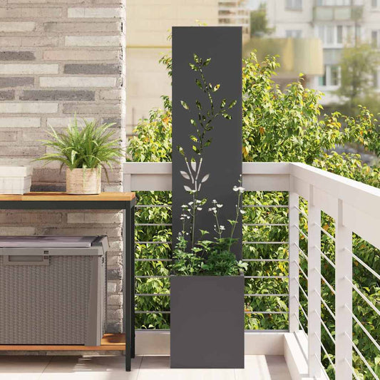 Garden Privacy Screen Black 32 x 140 cm Cold-rolled steel