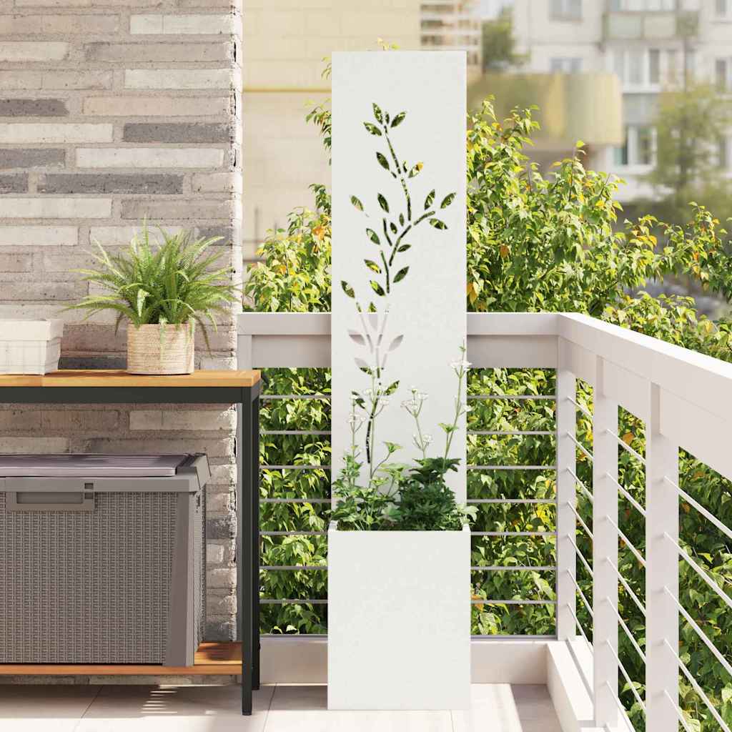 Garden Privacy Screen White 32 x 140 cm Cold-rolled steel