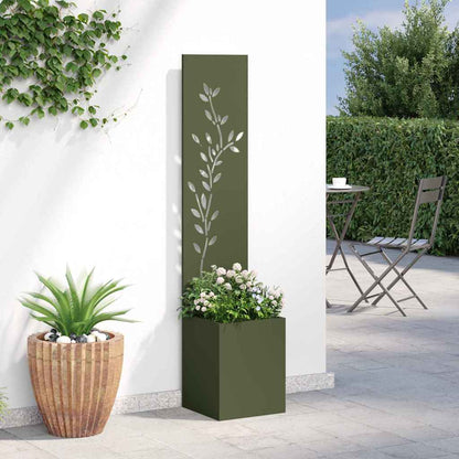 Garden Privacy Screen Olive green 32 x 140 cm Cold-rolled steel