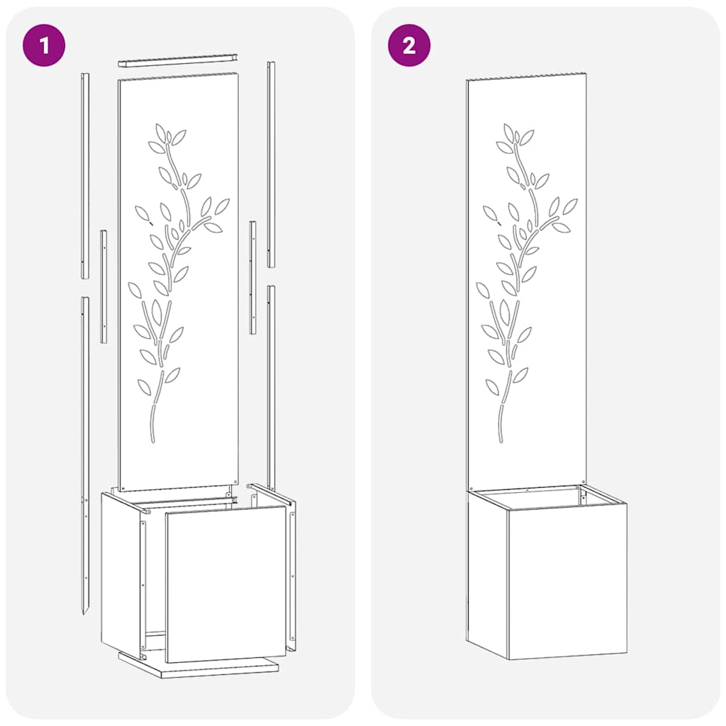 Garden Privacy Screen Floral Sliver 32 x 140 cm Stainless steel