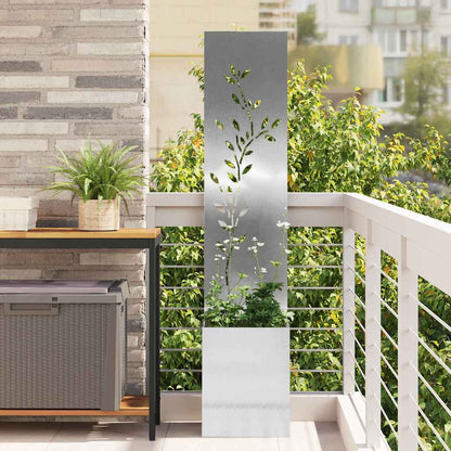 Garden Privacy Screen Floral Sliver 32 x 140 cm Stainless steel