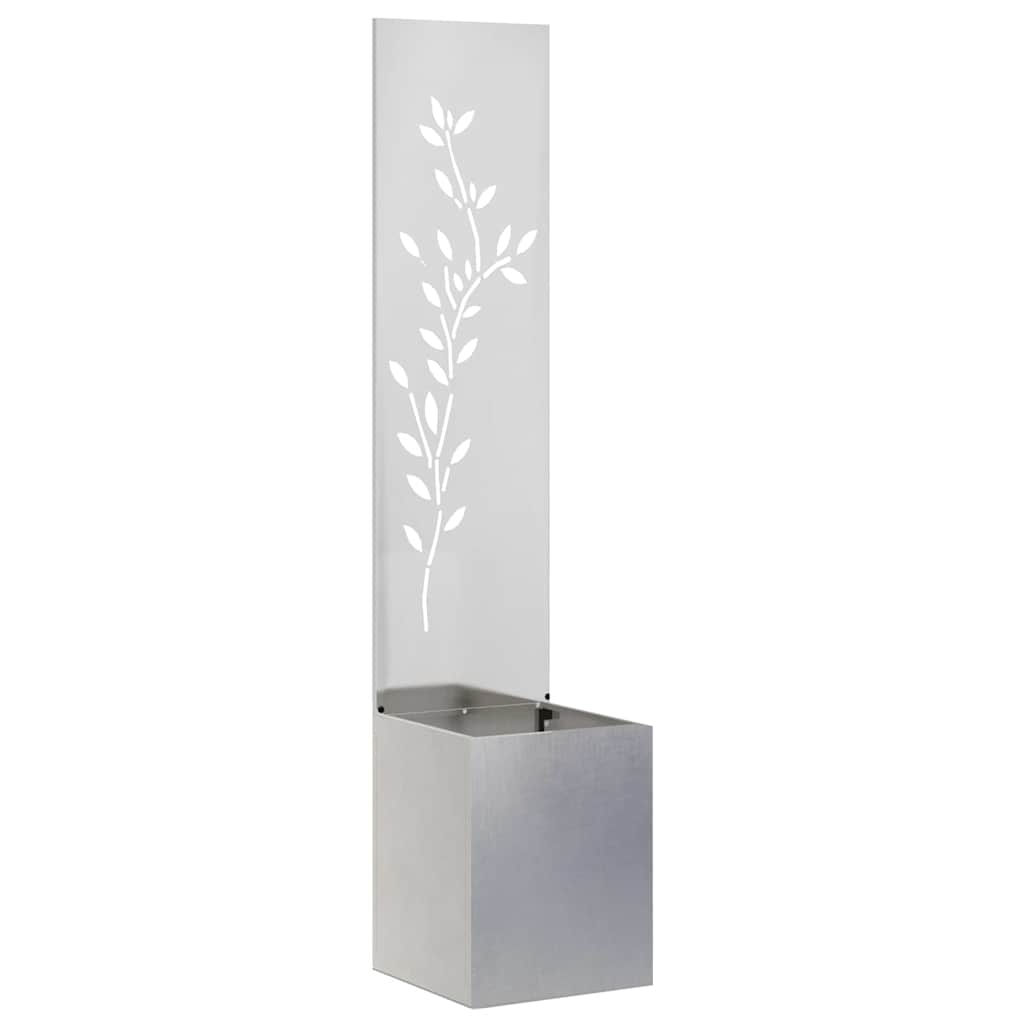 Garden Privacy Screen Floral Sliver 32 x 140 cm Stainless steel