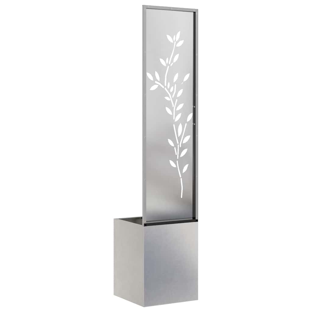 Garden Privacy Screen Floral Sliver 32 x 140 cm Stainless steel