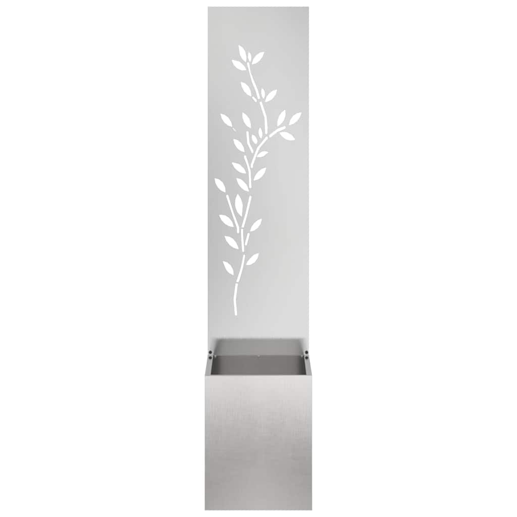 Garden Privacy Screen Floral Sliver 32 x 140 cm Stainless steel