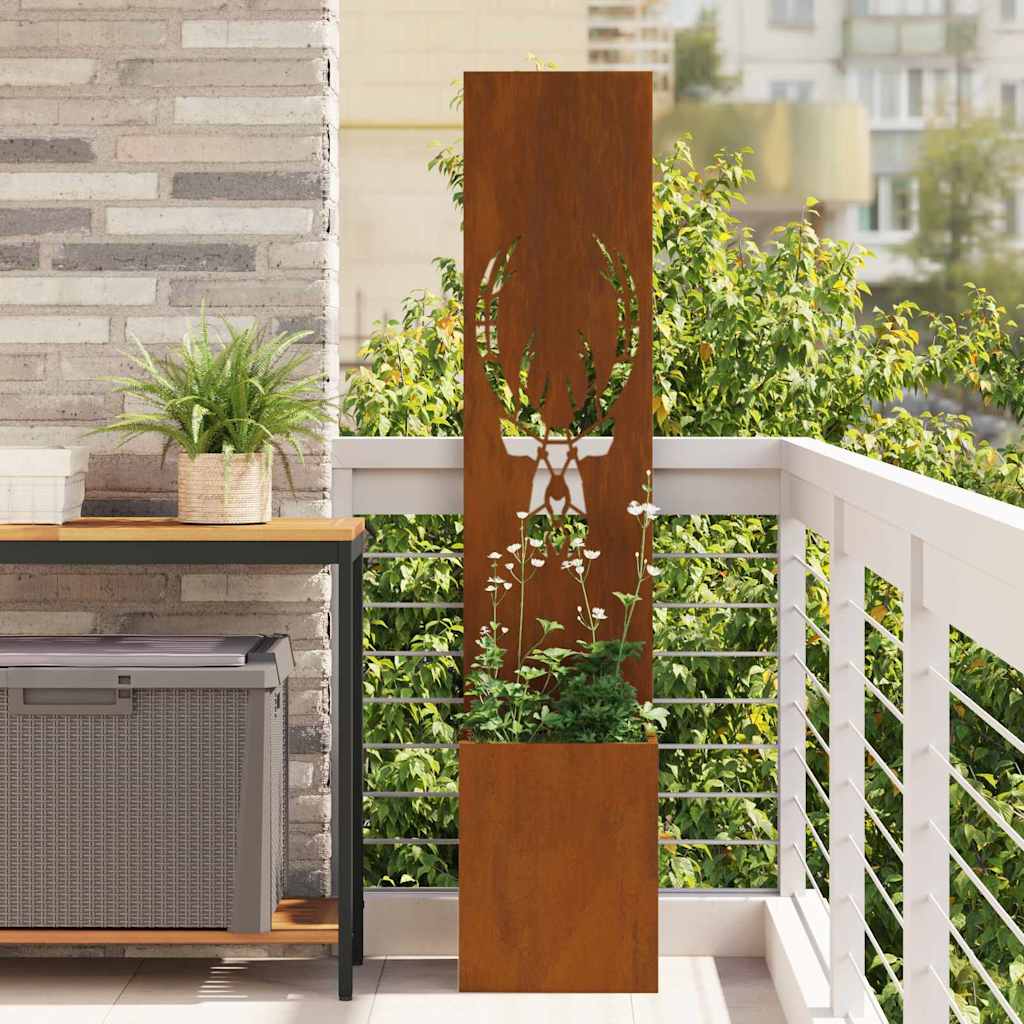Garden Planter with Decorative Panel Rusty 32 x 140 cm