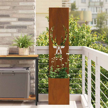 Garden Planter with Decorative Panel Rusty 32 x 140 cm