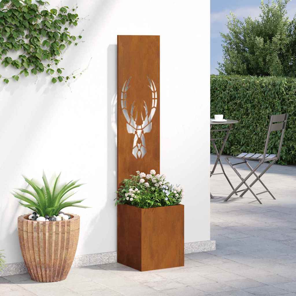 Garden Planter with Decorative Panel Rusty 32 x 140 cm