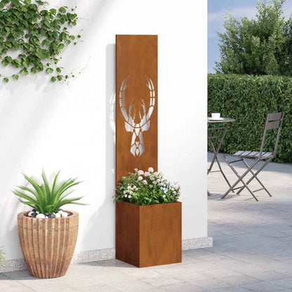 Garden Planter with Decorative Panel Rusty 32 x 140 cm