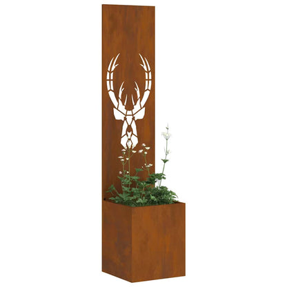 Garden Planter with Decorative Panel Rusty 32 x 140 cm