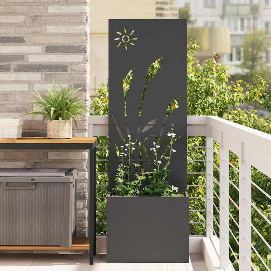 Garden Privacy Screen Black 50 x 140 cm Cold-rolled steel