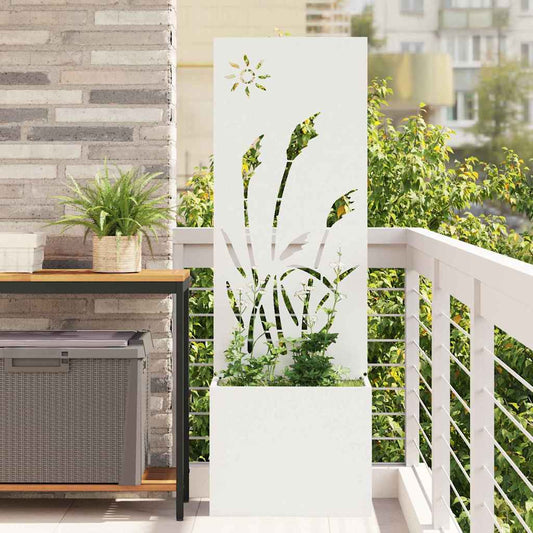 Garden Planter with Decorative Panel White 50 x 140 cm