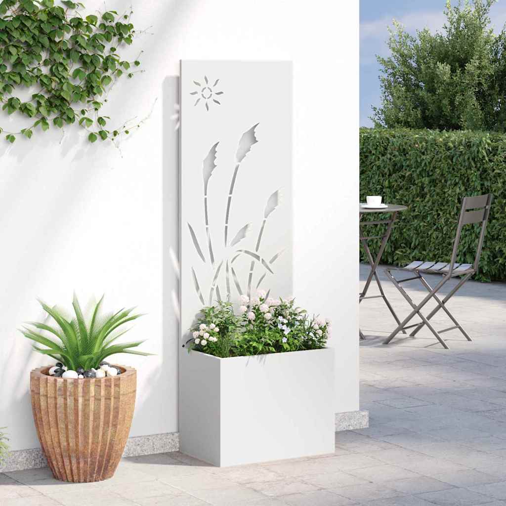 Garden Planter with Decorative Panel White 50 x 140 cm