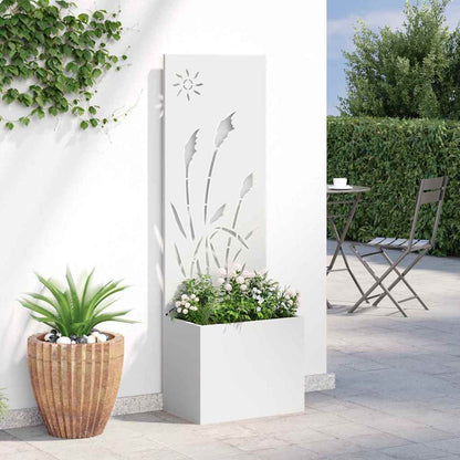 Garden Planter with Decorative Panel White 50 x 140 cm